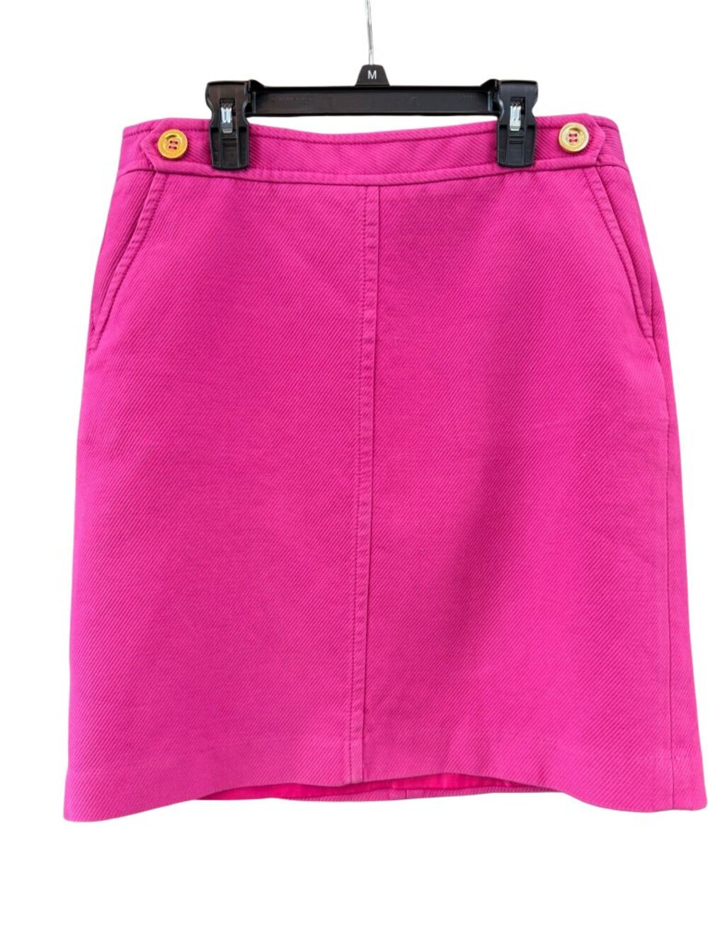 Talbots Petites Pink Cotton Pencil Skirt 10P Gold Button Detail Line
